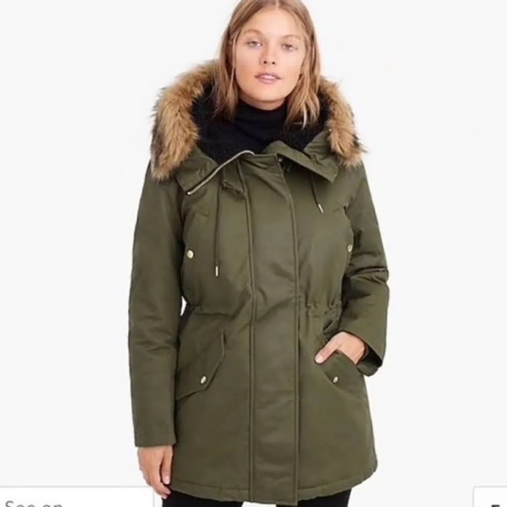 J. Crew - Perfect Winter Parka in Olive - Size xxs petite